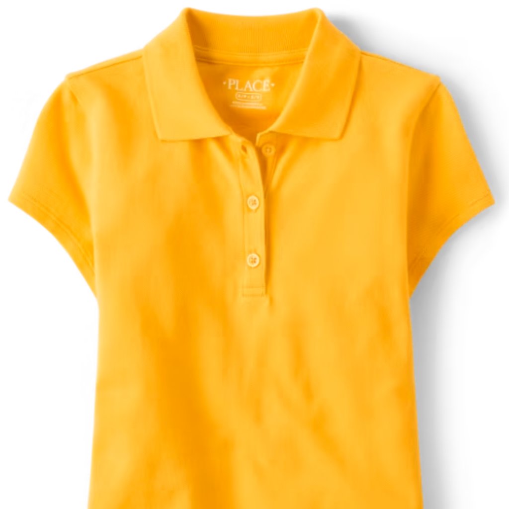 [4pack]- 10/12 - Plus- Girls Uniform Pique Polo - Yellow Pencil